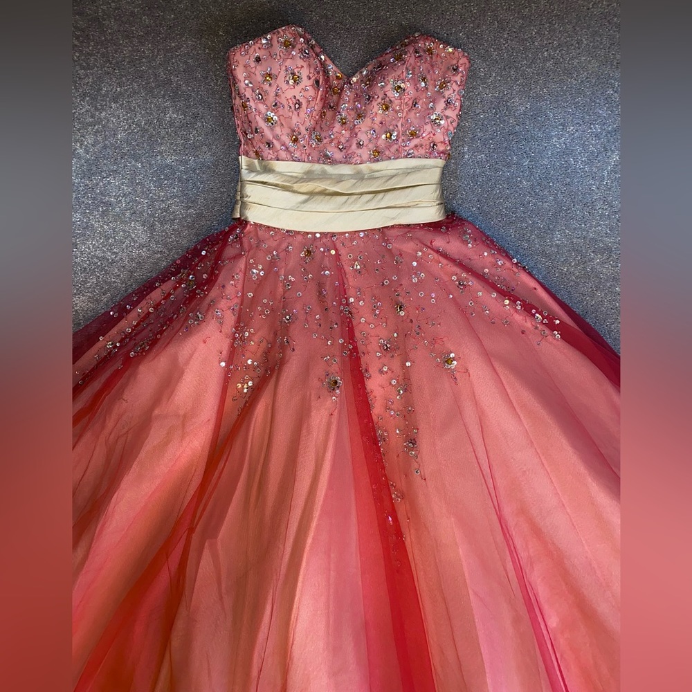 Coral Pink Princess Dress Crystal embellished with Sequins